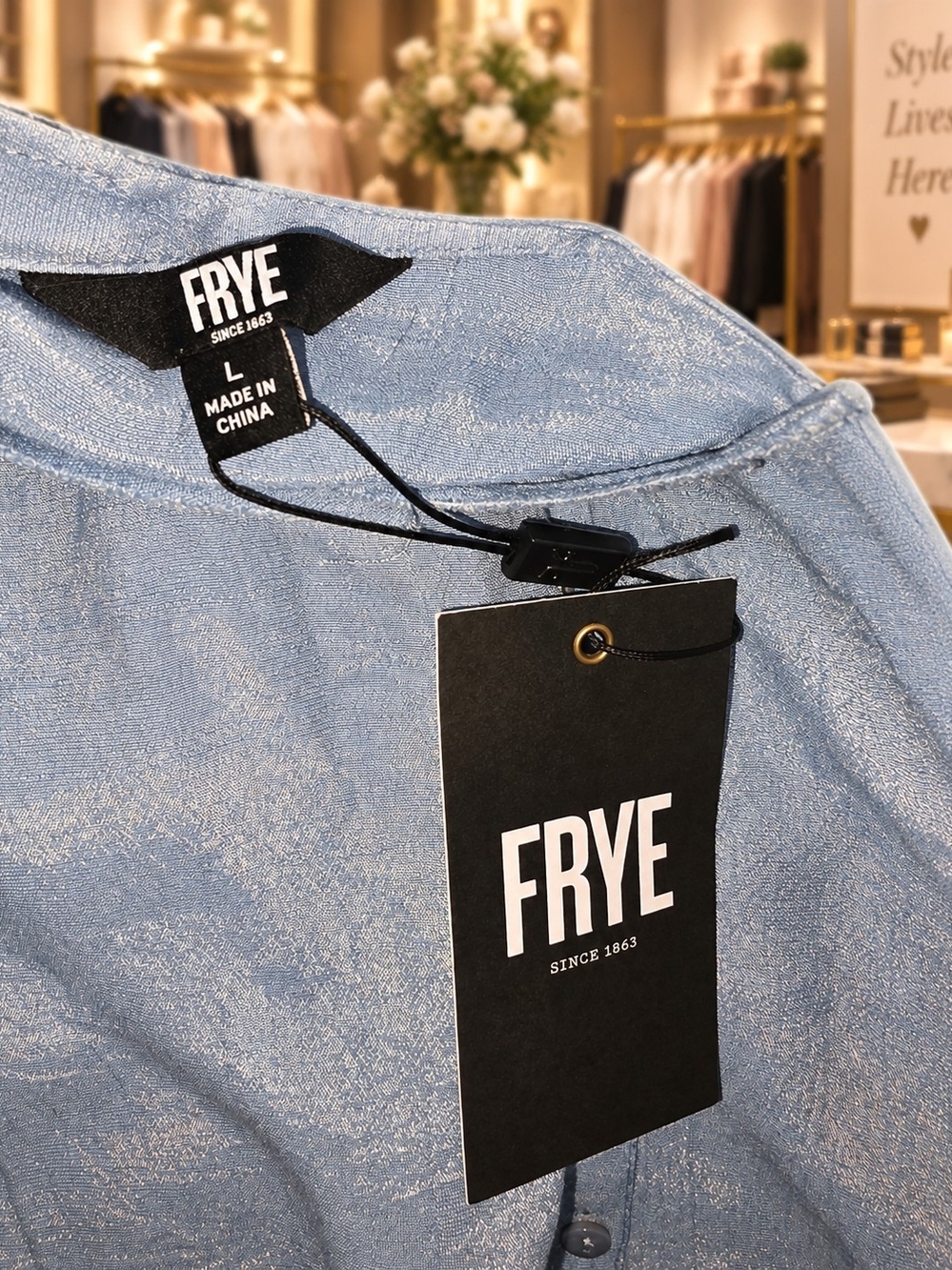 Frye Light Blue Pintuck Button-Down Blouse - Picture 7 of 8